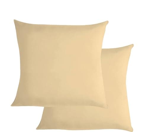Image of Event Decor Shop Ivory Cushion Covers 45 x 45 cm - Polyester Linen Throw Pillow Covers for Sofa, Bed, Garden & Couch - Square Decorative Pillowcases - Modern Solid Colour’s - Set of 2