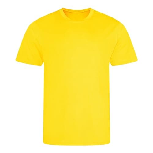 Image of Aremie Men’s Polyester T Shirt, Cool Lightweight Wicking Quick Dry Breathable Summer Sports Top, Short Sleeve Crew Neck Tee, Textured Fabric UPF30+, Sun Yellow (S)