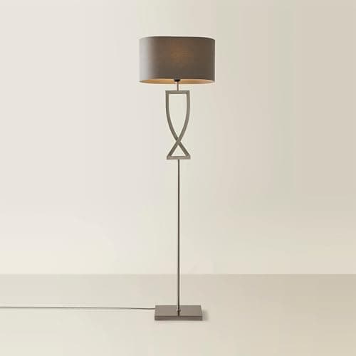 Image of ValueLights | Large Silver Chrome Metal Standing Floor Lamp with a Grey Oval Lampshade | Floor Lamps & Torchieres, Home Décor, Improvement & Lifestyle Essential