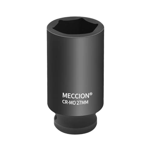Image of Meccion 1/2 Inch Drive Impact Socket 27mm Heavy Duty Cr-Mo 6 Point Deep Socket, 78mm Length