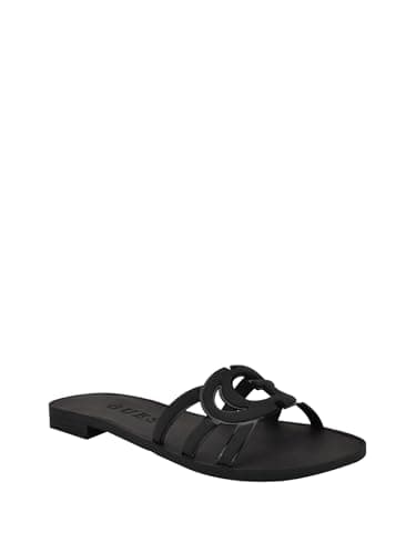 Image of GUESS Women's Elyho Flat Sandal, Black 001, 5 UK