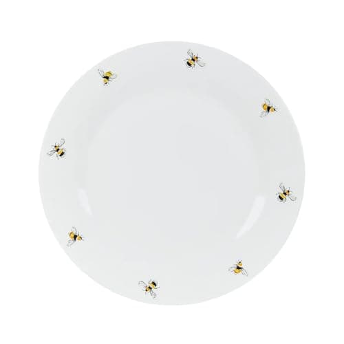 Image of Contemporary Design Bee Porcelain Dinner Plate Dishwasher & Microwave Safe White Dinner Food Plate