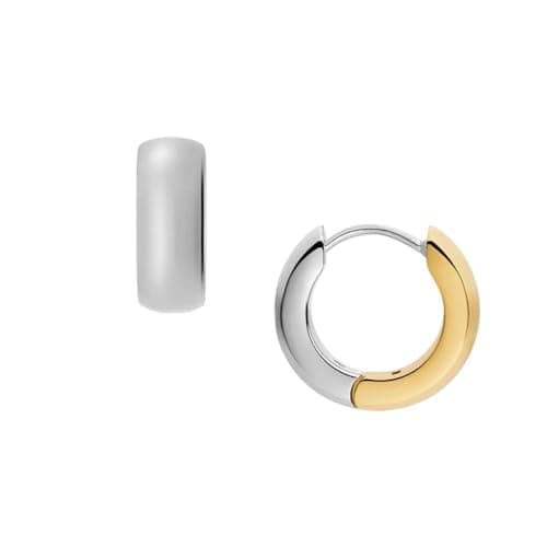 Image of Fossil Women's Gold tone stainless Steel with hoop closure Earrings
