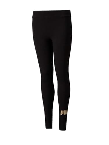 Image of PUMA Girls ESS+ Logo Legging Leggings, Puma Black-gold, 5-6 Years