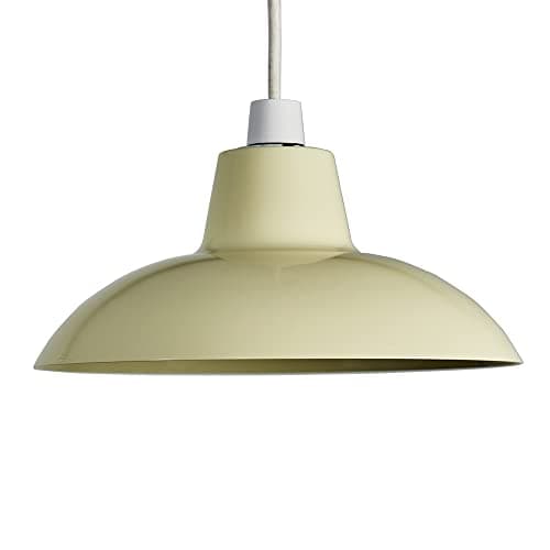 Image of MiniSun | Retro Style Gloss Cream Metal Ceiling Light Shade | Pendant Lights, Home Décor & Improvement Essential | Includes 10W LED Bulb [3000K Warm White] | 28.8cm Shade Width