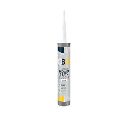 Image of OB21 White Premium Shower & Bath Silicone - Anti Fungal Properties - Acetoxy Sealant - Waterproof - Weather & UV Resistant - 310ml