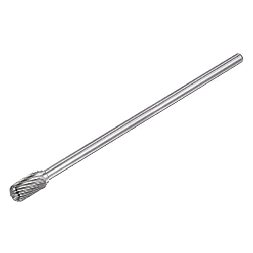 Image of sourcing map Carbide Burrs Rotary Files, Single Cut Cylinder with Ball Nose Tungsten Carbide Tip 10mm Cutting Head 6mm Shank 150mm (6-Inch) Length for Wood Metal Stone Polishing