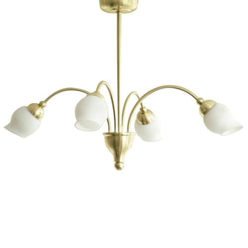 Image of * Rimini Pendant 4 Light Satin Brass/Opal Glass