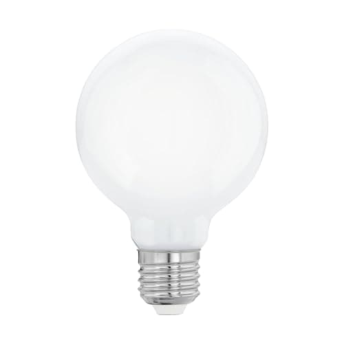 Image of Eglo LED Light Bulb Milky, Opaque E27 Globe, 7 watt (Equivalent to 60 watt), 806 Lumen, Warm White Glow, 2700 Kelvin, G80 Edison lamp, Ø 3.1"