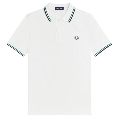 Image of Fred Perry Twin Tipped Polo Shirt Snow White/Sport Green/Navy