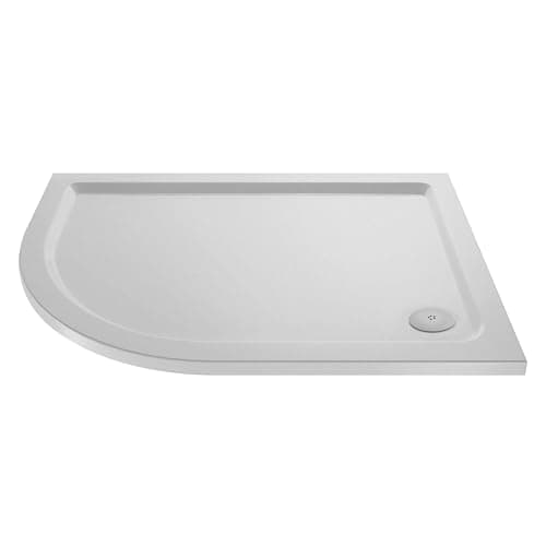 Image of Balterley 1000 x 800 mm Offset Quadrant Shower Tray Left Hand, Slimline Slip Resistant Shower Trays, Durable Stone Resin Base Trays for Bathroom Enclosure, Tray for Wetroom Showers (White)