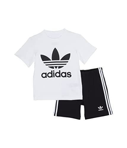 Image of adidas Originals unisex-baby Trefoil Shorts Tee Set White/Black 9M