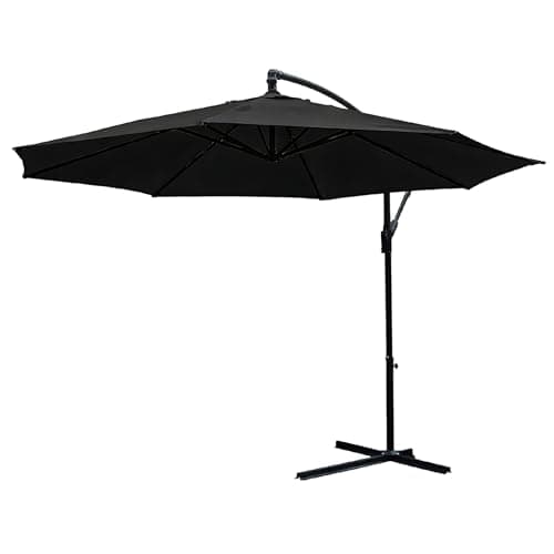 Image of KCT 3m Large Black Garden Cantilever Parasol Umbrella Patio Sun Shade with Adjustable Crank Tilt and Outdoor UV Protection