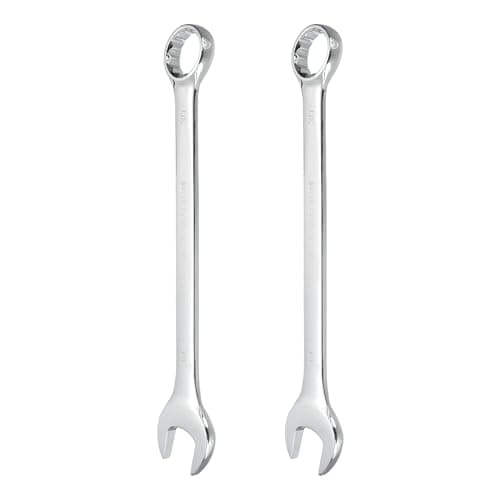 Image of sourcing map 2Pcs Combination Wrench 30mm Metric 12-Point Box and Open End CR-V Steel Double Ended Spanner Tool for Automotive Pipe Furniture Machinery DIY Repair, Silver White