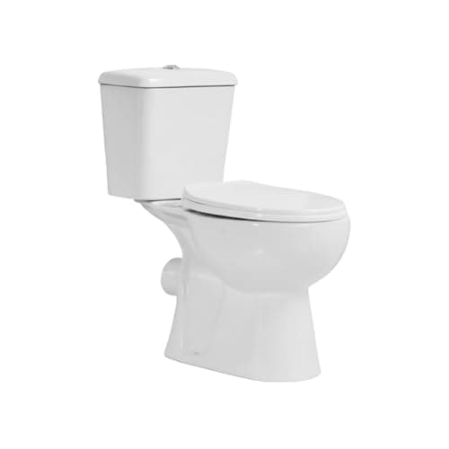 Image of Go Bathrooms Rimless Close Coupled Toilet Ceramic Modern Bathroom Toilet Pan & Cistern Soft Close Seat White Round 66 x 38 x 74cm