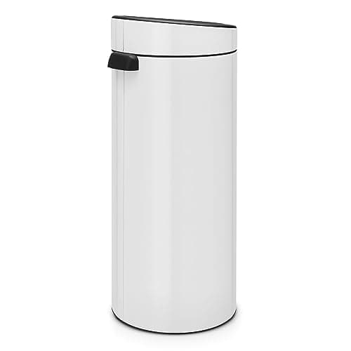 Image of Brabantia 30L Kitchen Touch Bin New (White) Removable Lid, Soft-Touch Open, Easy Clean Rubbish Waste Bin + Free Bin Bags