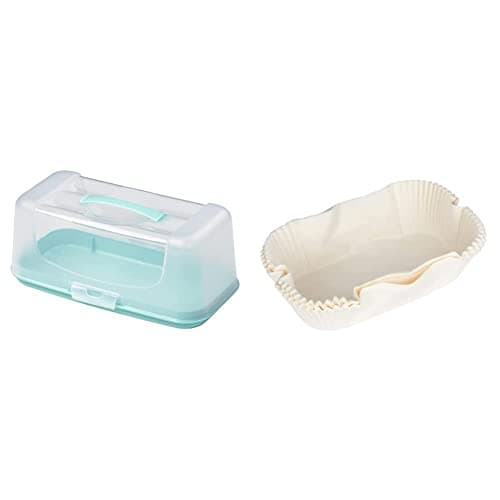 Image of Tala, Rectangular Cake Carrier and Storage Container, Ideal for Cakes, Loafs and Cupcakes & KitchenCraft Loaf Tin Liners, Non Stick, Cake and Bread Tin, 20 x 9 cm, Pack of 40 Liners