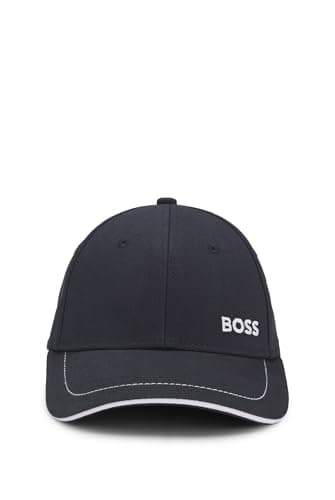 Image of BOSS Mens Cap-1 Logo-Detail Cap in Cotton Twill
