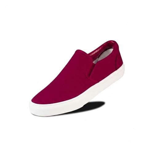 Image of Men's Sneakers Classic Low Top Slip On Shoes Wide Canvas Skate Loafers Sneakers with Soft Insole Causal Dress Shoes for Men Comfortable Walking Shoes Slip on Sneakers for Men, Maroon, 13