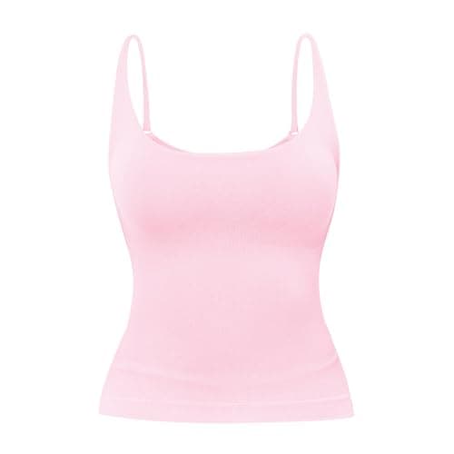 Image of Xunerloy Women's Longline Sports Bra with Built in Bra Pink, U Back Adjustable Straps Scoop Neck Workout Yoga Top Sleeveless Athletic Crop Top