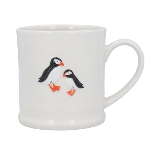 Image of Gisela Graham Puffin Embossed Stoneware Mug