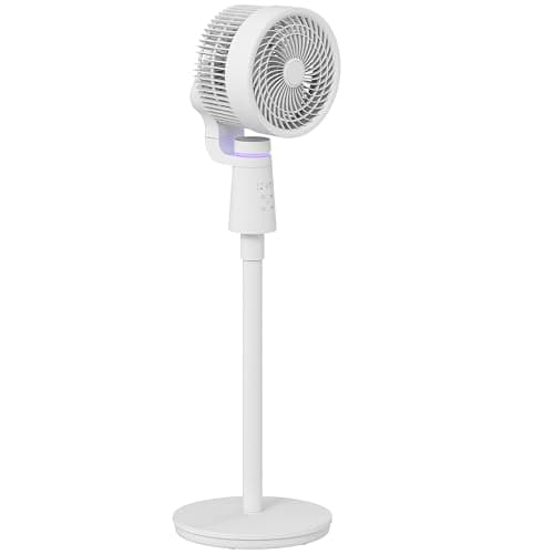 Image of HOMCOM 7" Pedestal Fan, 70°+90° Oscillating Air Circulator with Remote Control, 7H Timer, 3 Speeds, Standing Fan for Home Office, Bedroom, White