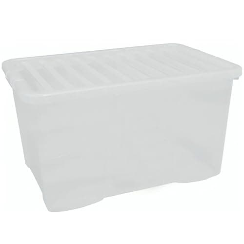 Image of Buystarget 50L Storage Box with Clear Lid Large Plastic Storage Container Strong BPA Free Stackable Nestable Non Toxic Multipurpose Transparent Kitchen Home Office Organisation Toys Shoes Parcel