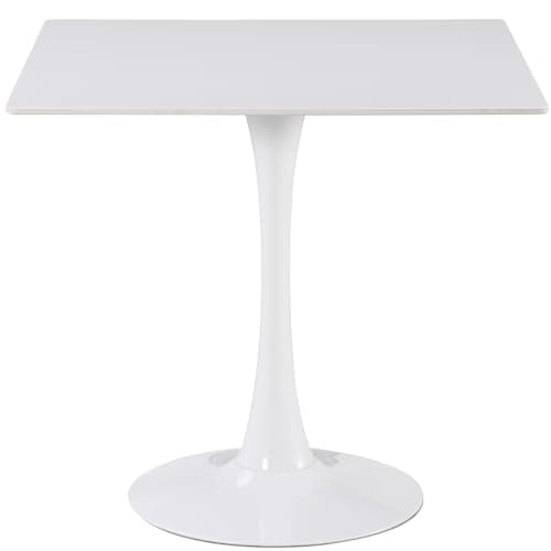 Image of Charles Jacobs Square Dining Table White Ceramic Tabletop Solid Metal Base