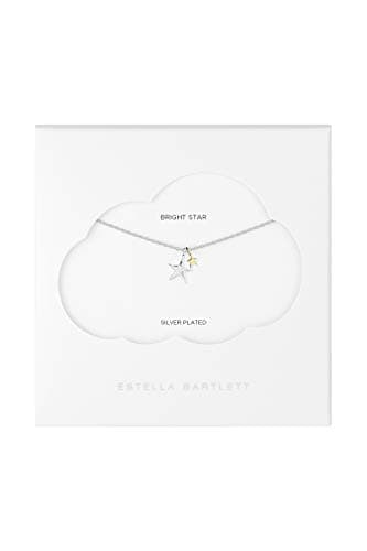 Image of Estella Bartlett Two Tone Double Star Necklace – Silver Plated Layered Star Pendant Necklace for Women, Dainty Everyday Jewellery Gift