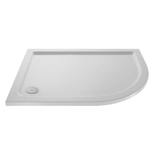 Image of Balterley 1200 x 800 mm Offset Quadrant Shower Tray Right Hand, Slimline Slip Resistant Shower Trays, Durable Stone Resin Base Trays for Bathroom Enclosure, Tray for Wetroom Showers (White)