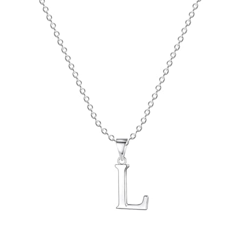 Image of XWN 925 Sterling Silver Initial L Necklace – A dainty silver letter pendant necklace, perfect for daily wear, and an ideal jewelry gift for women.