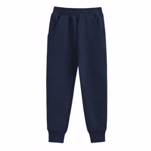 Image of Boys Girls Joggers Elasticated Waist Unisex Kids Tracksuit Bottoms School Jog Pants for PE Lessons, Sports & Active Play 4-5 Year Navy