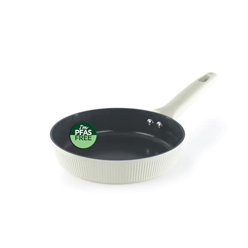 Image of Russell Hobbs Cote 20 cm Frying Pan – Ceramic Non-Stick Deep Cooking Pan, PFOA-/PFAS-Free, Forged Aluminium, Straight Sides, Soft-Touch Handle, Induction Compatible, Easy to Clean, Cream