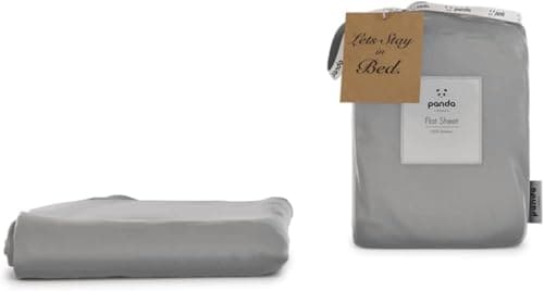 Image of Panda® 100% Bamboo Organic UK Single Flat Sheet, Quiet Grey | Soft & Breathable | Luxury High Thread Count Top Sheet | Antibacterial & Hypoallergenic | Moisture-Wicking | Easy Wash