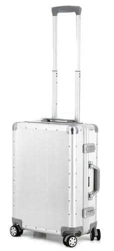 Image of Alumaxx Orbit Travel Trolley Case with 4 Double 360° Smooth Wheels, 54cm, Silver Aluminium Suitcase