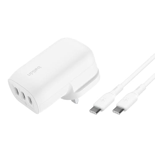 Image of Belkin BoostCharge 3-Port USB-C Wall Charger with PPS 67W, PD 3.1 Enabled Fast Charging - iPhone 17, Air, Samsung Galaxy S25, Pixel 10, iPad, AirPods, Tablet, etc, USB-C to Type C cable included