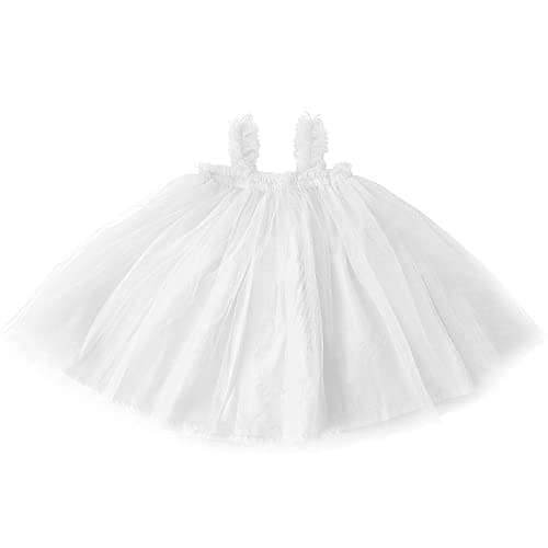 Image of Ugitopi Baby Girls Toddler Tutu Dress Sleeveless Princess Infant Tulle Sundress Size 9-36 Months (B-White, 90)
