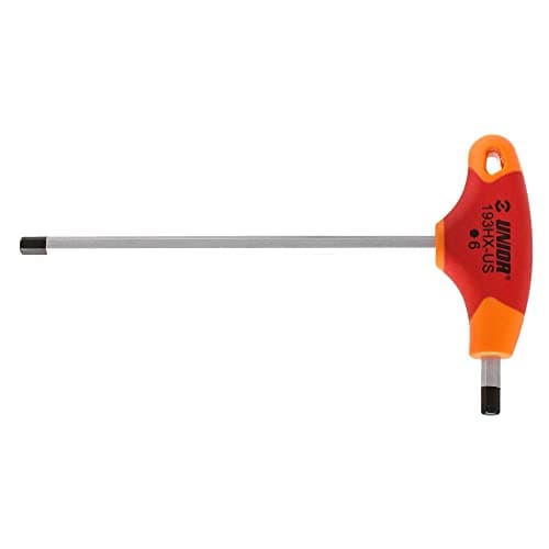 Image of Unior Hex T-Handle Screwdriver, Metric, 6mm, Red/Orange