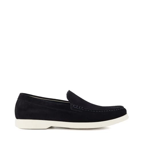 Image of Dune London Mens BUFTONN Topstitch Casual Loafers Size UK 8 Suede Navy