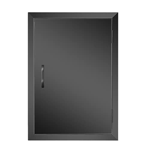 Image of Anfrere 16.85" W x 24" H Outdoor Kitchen Door, Premium 304 Stainless Steel Black BBQ Panel Access Door for Outside Kitchen Commercial Grilling Station, Oven, Storage Cabinet