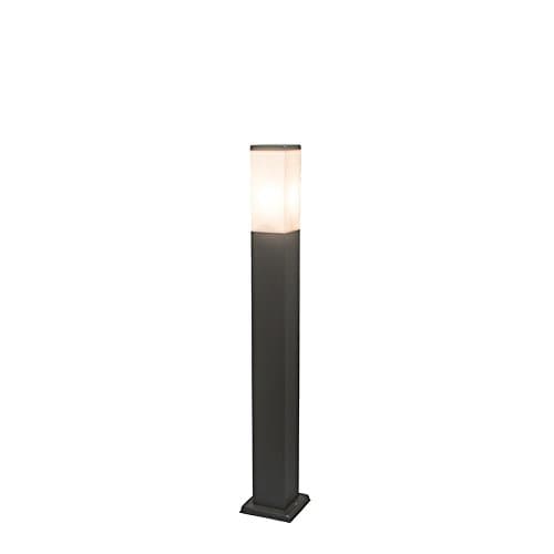 Image of Qazqa - Modern Outdoor Pole I Bollard I Post lamp Post Dark Gray with Opal 80 cm IP44 - Malios Garden- - Modern - Suitable for LED E27 | 1 Light - Stainless Steel Bollard Light - Suitable for