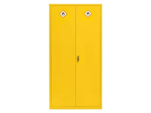 Image of The Workplace Depot Hazardous Cabinet, Dangerous Substance COSHH Storage Unit (Yellow, 1830(H) x 918(W) x 470(D) mm)