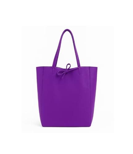 Image of AN Direct Ladies Handbags Soft Italian Real Leather Shopper Tote Bags Women Girls College Shoulder Handbag (Purple)