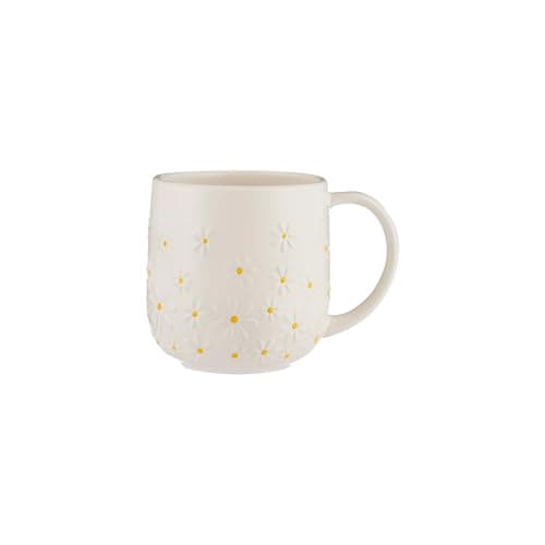 Image of Price & Kensington Daisy Pattern Ceramic Mug, White with Yellow Flowers, 360ml Microwave and Dishwasher Safe Novelty Style Made from Stoneware Stylish Dinnerware