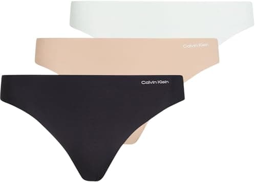 Image of Calvin Klein Women’s 3 Pack Thongs, Multicolor (Black/Cedar/Lime Crème), XL