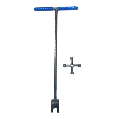 Image of Combination Stopcock Key - 17-Inch, Secure Handle Water Shut Off Key, Monolithic Design Valve Wrench Tool | Steel T-Wrench for Plumbing Irrigation Outdoors Gardens Lawns Homes