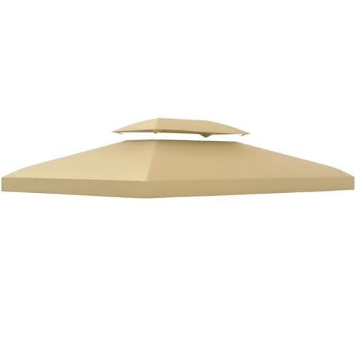 Image of Outsunny 3x4m Gazebo Canopy Replacement, 2 Tier Top Roof UV Cover Garden Patio Outdoor Sun Awning Shelters, Cream White (TOP COVER ONLY)