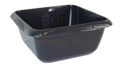 Image of (Set of 2) Square 7L Graphite Plastic Kitchen Household Cleaning Washing Up Sink, Basin Mixing Bowl…