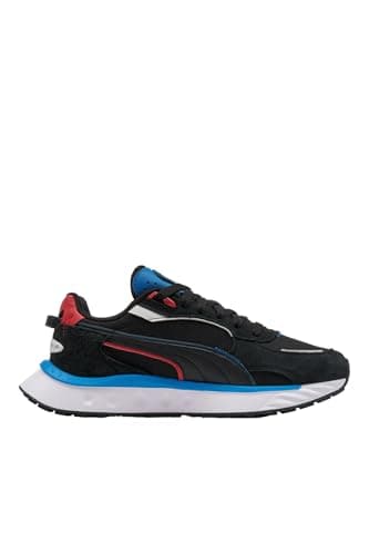 Image of PUMA Wild Rider Displaced Lace-Up Black Synthetic Mens Trainers 384622_02