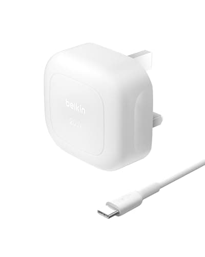 Image of Belkin BoostCharge 20W Cubic Wall Charger, USB-C Power Delivery Fast Charging for Apple iPhone 17, Air, 16, Samsung Galaxy S25, Pixel 10, Nintendo Switch with USB-C to Type C Cable included - White